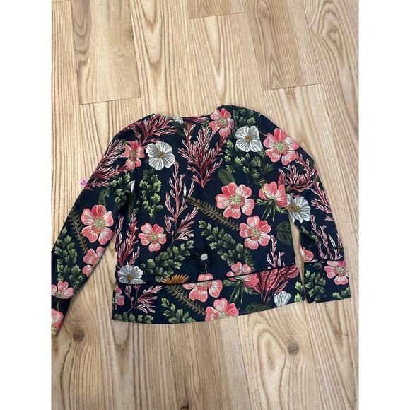 Floral Tropical Blouse Womens SIze 2 Black Background - Picture 5 of 5